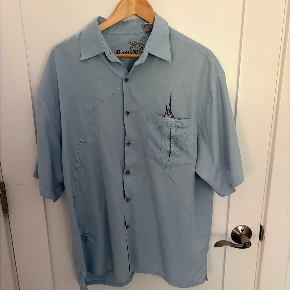 Tommy Bahama Men's Light Blue Swordfish Design Shirt